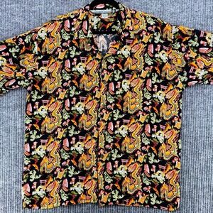 Vintage 90s Dragon Hawaiian Shirt Asian Rayon Aloha Japan Art Mens XL Pineapple